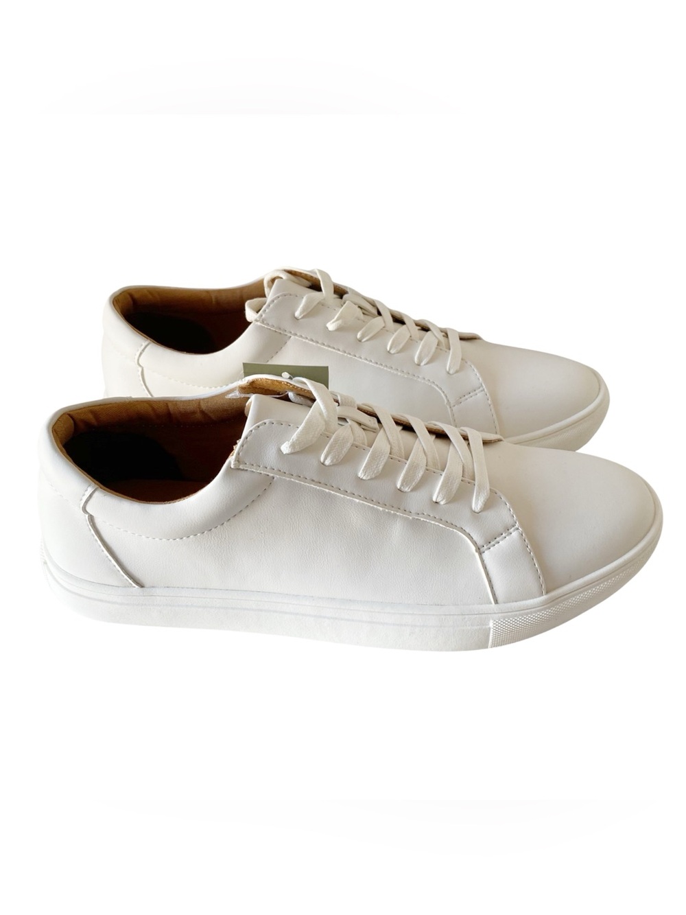Goodfellow & Co Mens White Faux Leather Lace Up Kaine Casual Sneakers Sz US 9.5